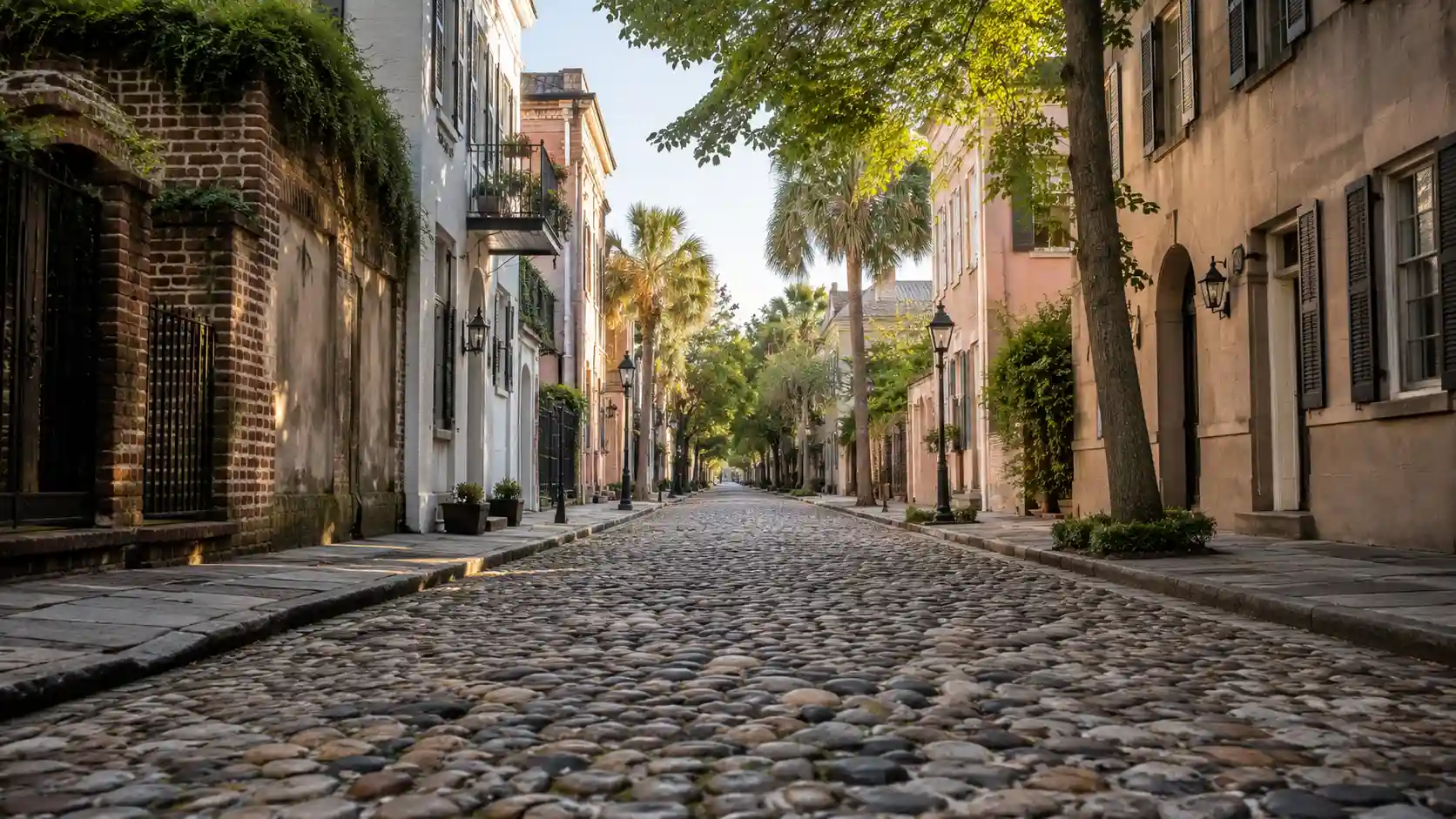 Chalmers Street is one of the last remaining cobblestone streets in Charleston SC — the stones arrived as ship ballast in the 18th century.