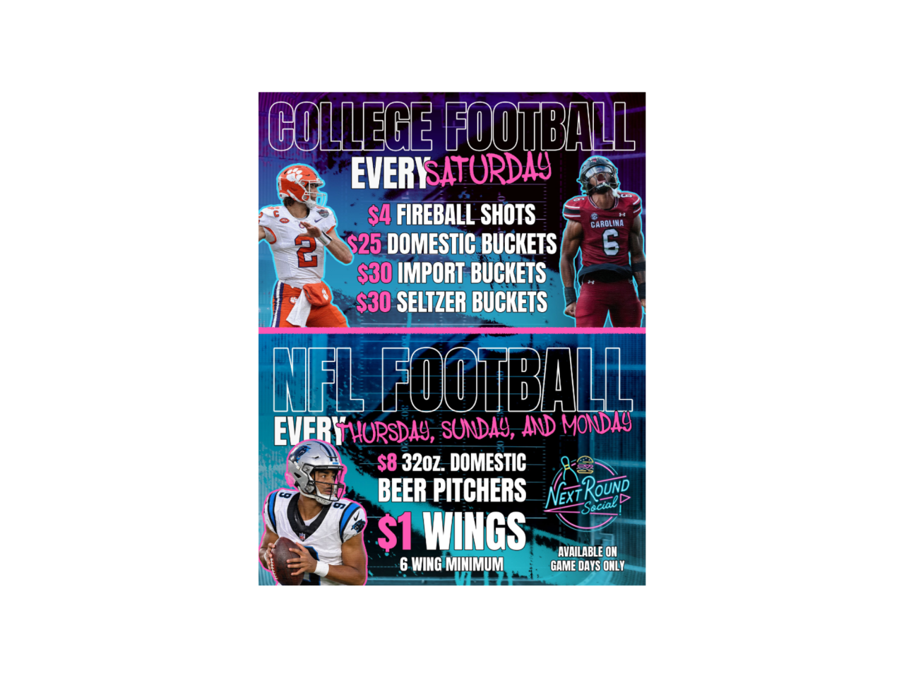 College & NFL Football at Next Round Social